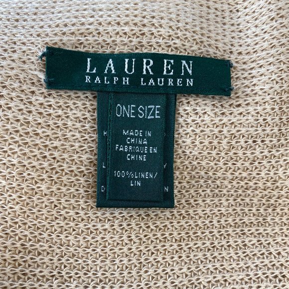 Lauren Ralph Lauren Buttery Tan Beige Ruffled Hi Lo Knit Cardigan One Size - Picture 9 of 12